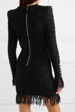 2020 Autumn Winter Deep V Double-Breasted Dress