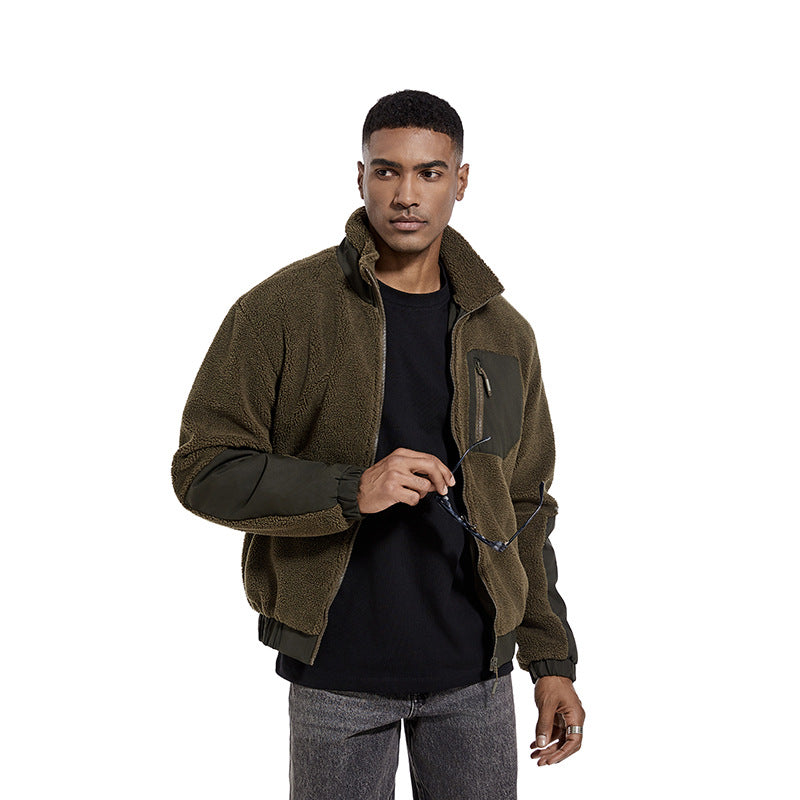 Men's Fleece Jacket with Stand Collar - Autumn/Winter Fashion