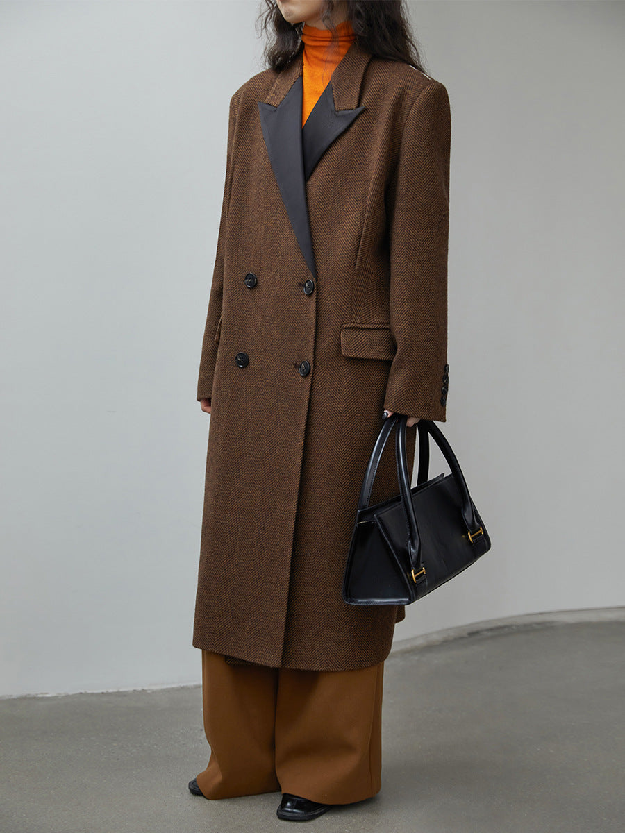 Women's Loose Long Gun Lapel Coat