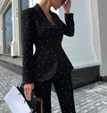 WOLFF Black Polka Dot Long Sleeve Suit Set (One Set)