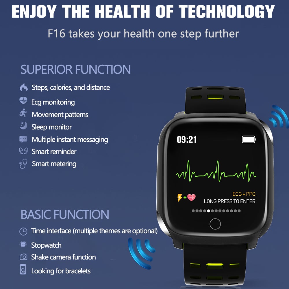 F16 Smart Watch with ECG, Blood Pressure & Heart Rate