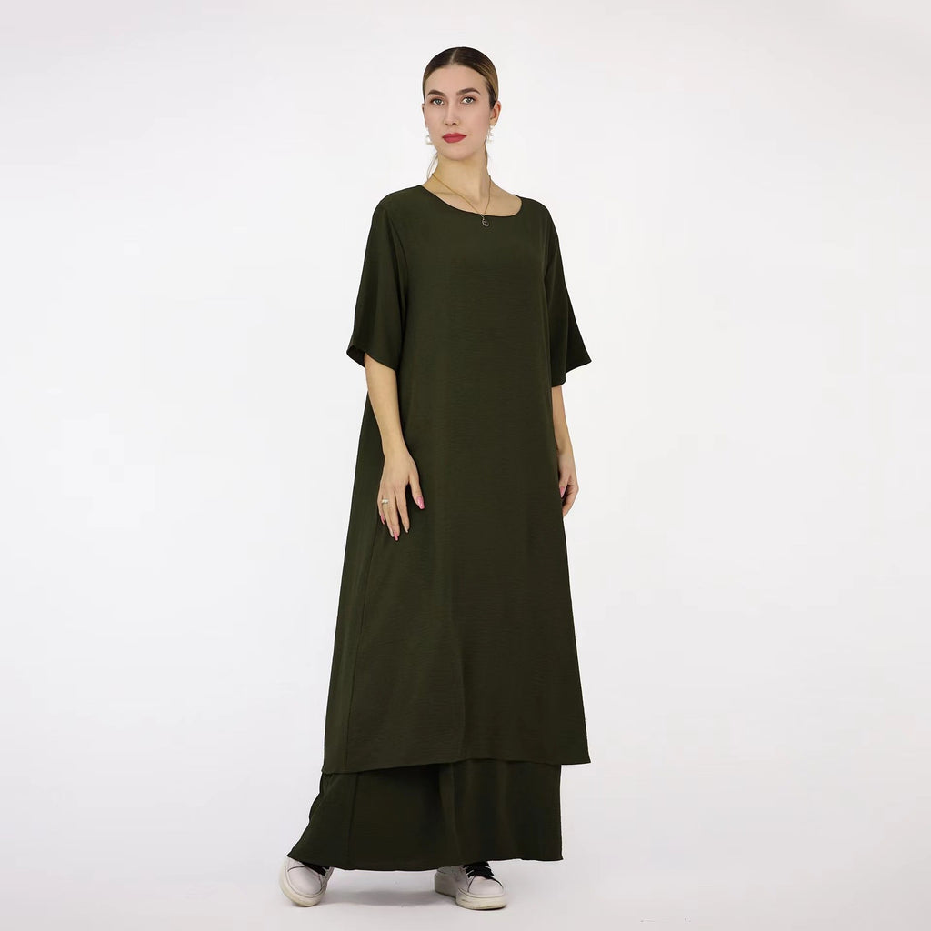 Ethnic Style Solid Color Two-Piece Dress