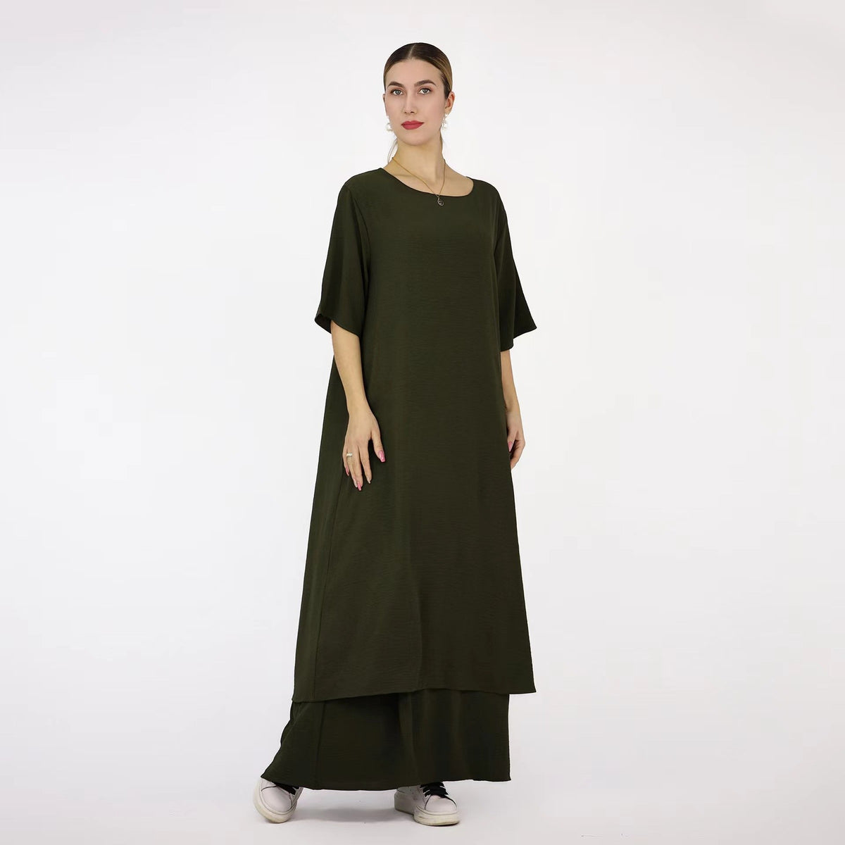 Ethnic Style Solid Color Two-Piece Dress