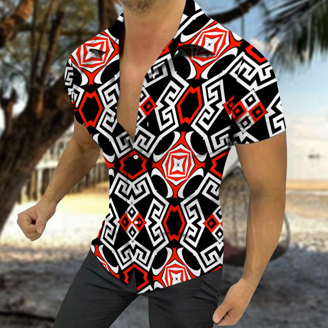 Men's Casual Summer Hawaiian Print Short Sleeve Shirt