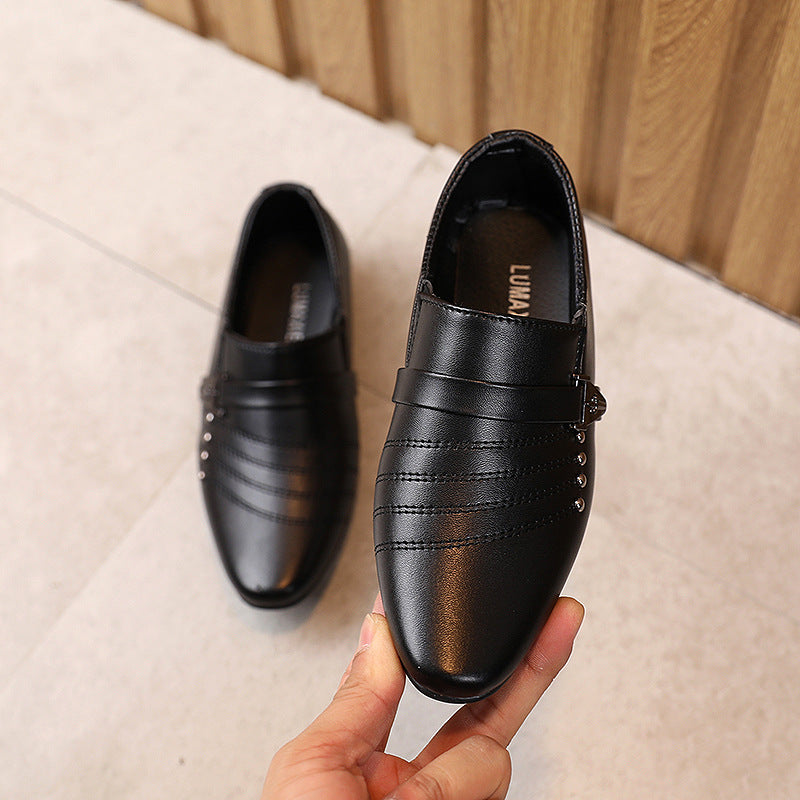 Boys' Leather Performance Shoes with Soft Bottom and Rivets