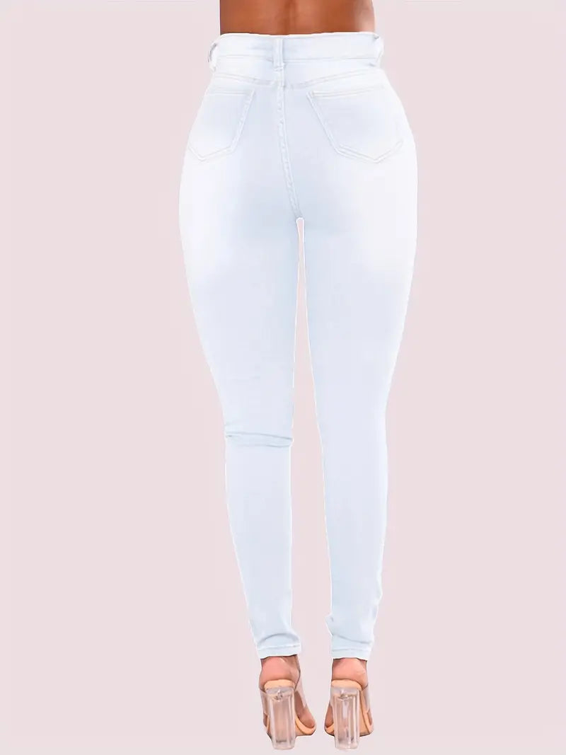 High-Rise Stretchy Blue Jeans for Everyday Comfort