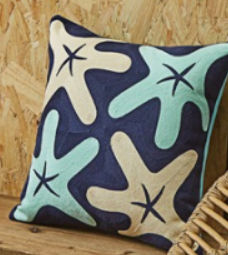 Embroidered Coastal Cushion Cover (One)