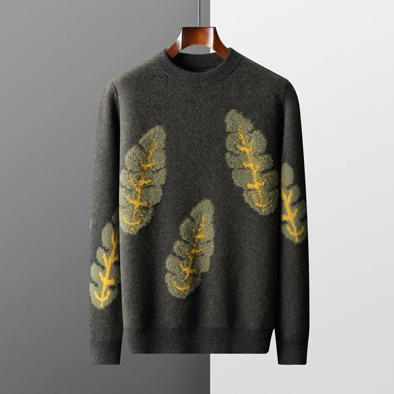 Men's Woolen Crew Neck Jacquard Sweater