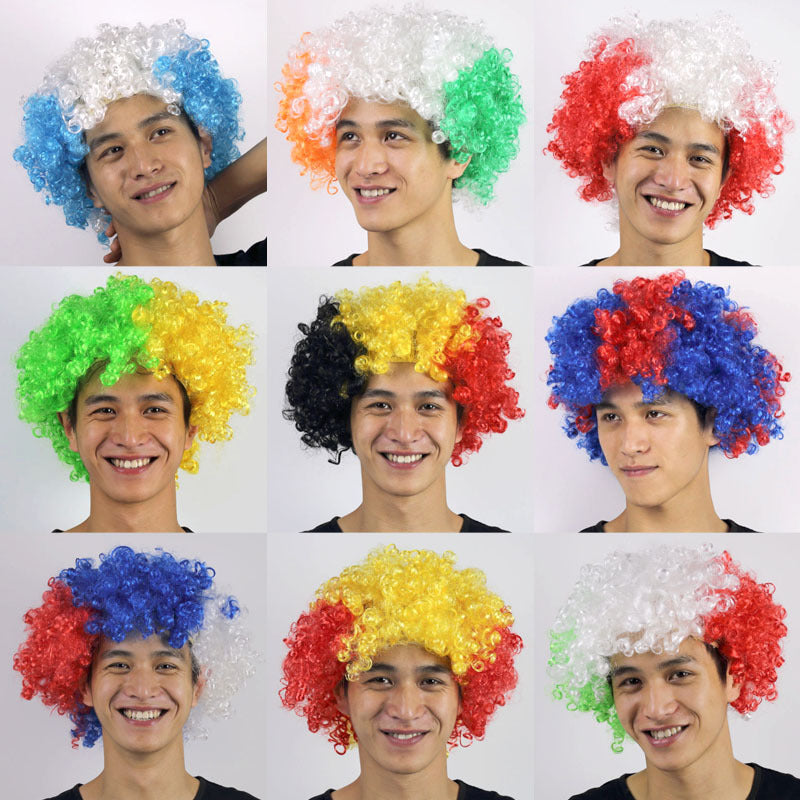 European Cup World Cup Flag Color Wig for Parties