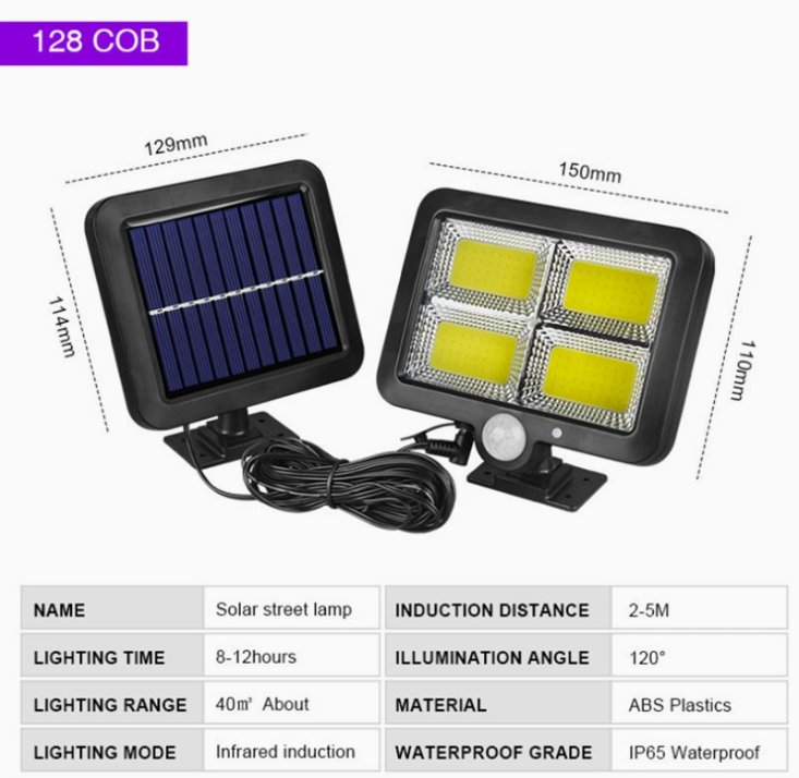 COB LED Solar Powered Motion Sensor Security Lamp