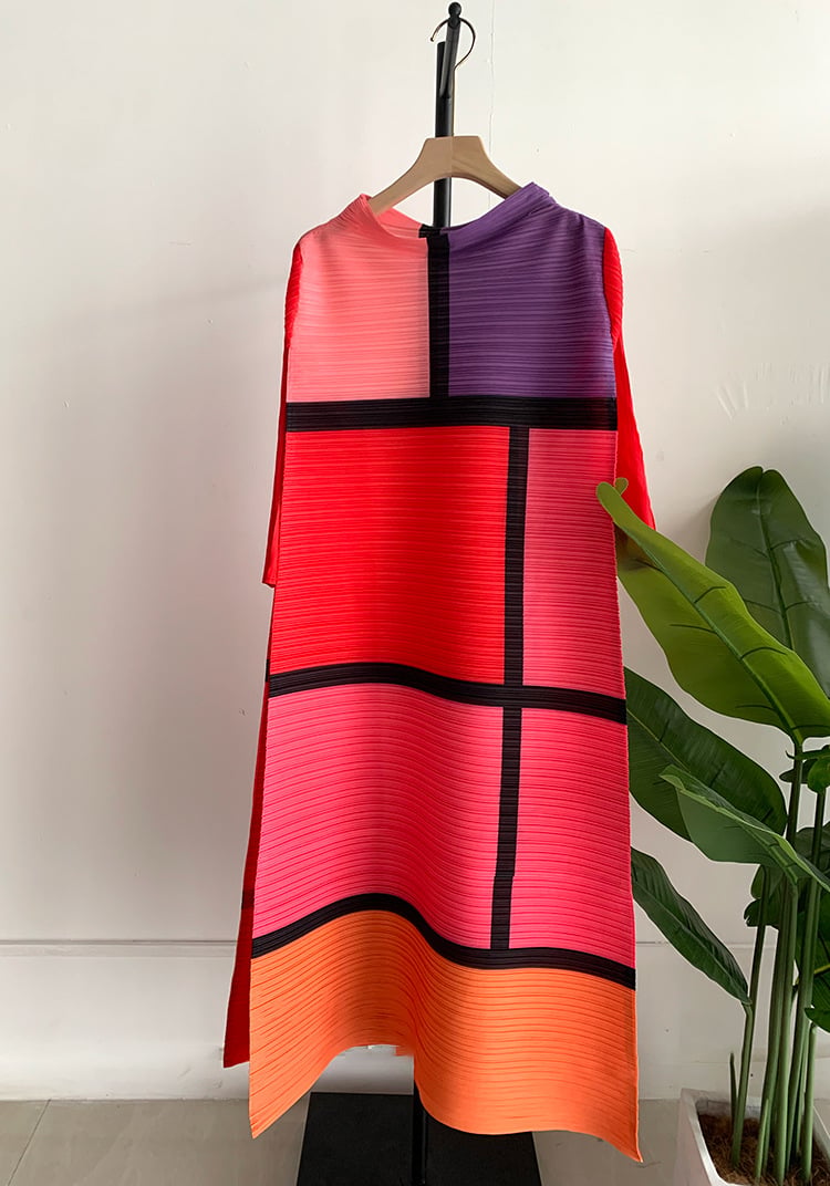 Pleated Loose Long Printed Fashion Dress