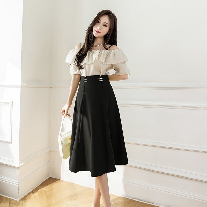Women's Mid-Length High Waist Slim Fit Dress