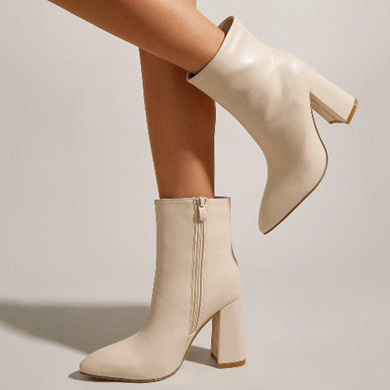 Women's Thick-heeled Pointed High-heeled Boots