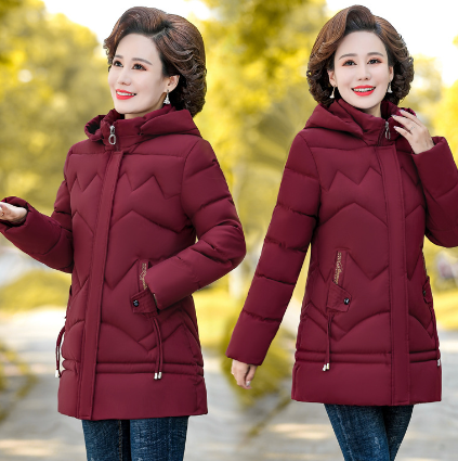 Women's Long Hooded Cotton Jacket for Fall/Winter
