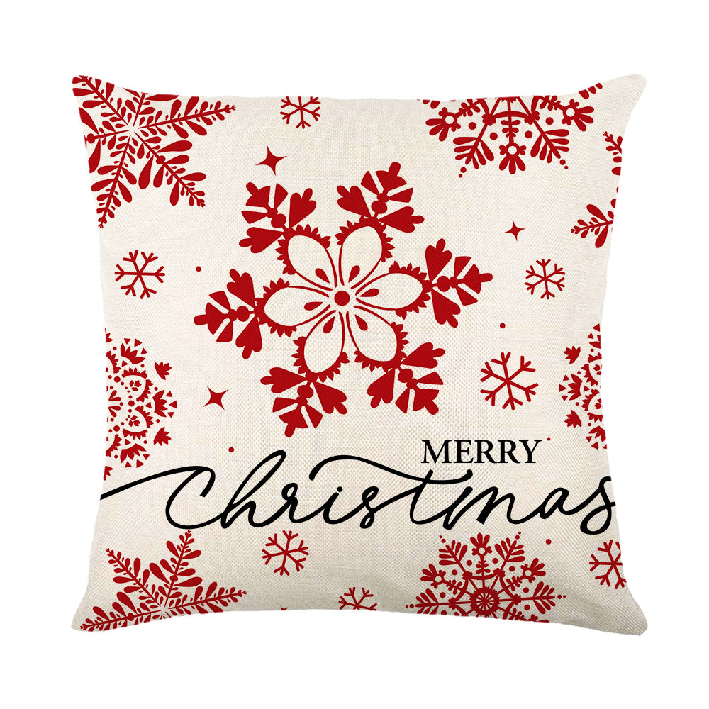 Festive Linen Christmas Pillow Cover