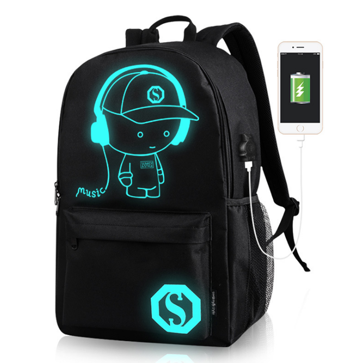 Glow-in-the-Dark Computer Backpack - Music Kid Style