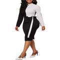 Casual Fashion Long Sleeve Color Block Dress for Women