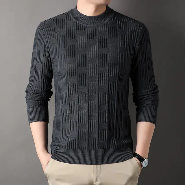 2023 Men's Autumn Winter Checkerboard Jacquard Sweater