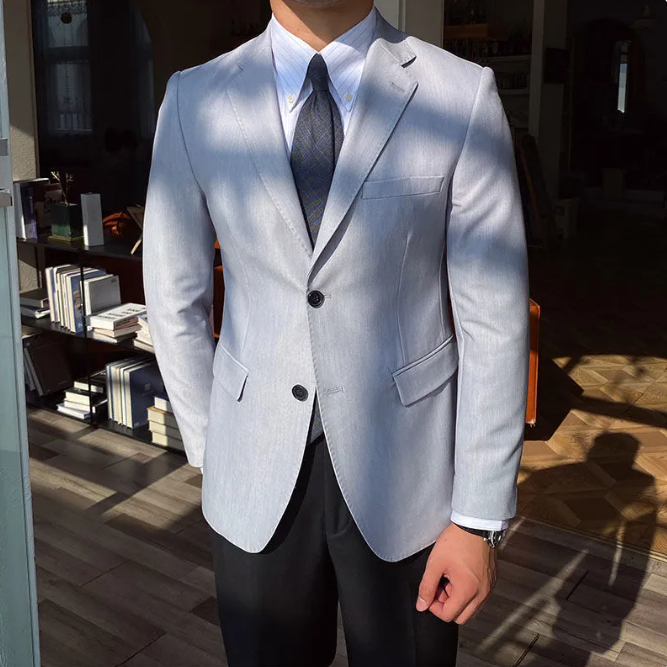 Men's Casual Business Double Breasted Suit Jacket