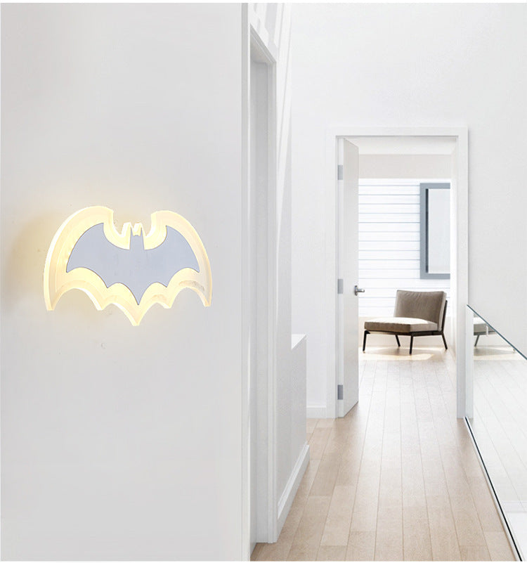 LED Acrylic Bat Wall Light for Creative Bedroom