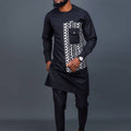 African Ethnic Style Men's Black Pocket Set