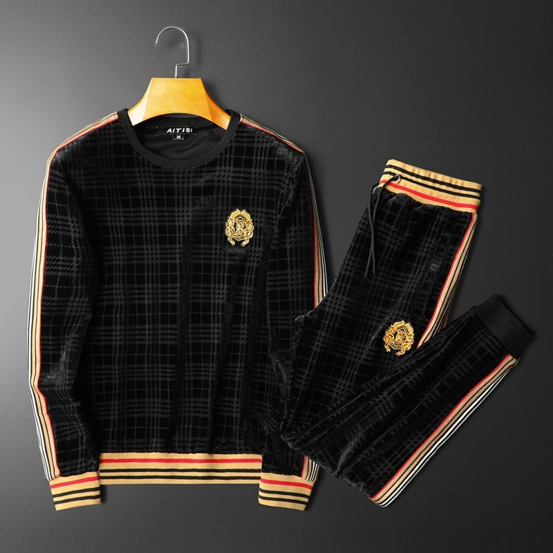 Trendy Embroidered Men's Casual Sports Suit