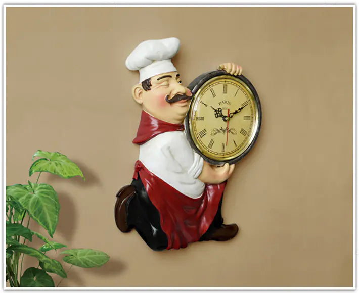 3D Chef Wall Clock - Creative Kitchen Decor
