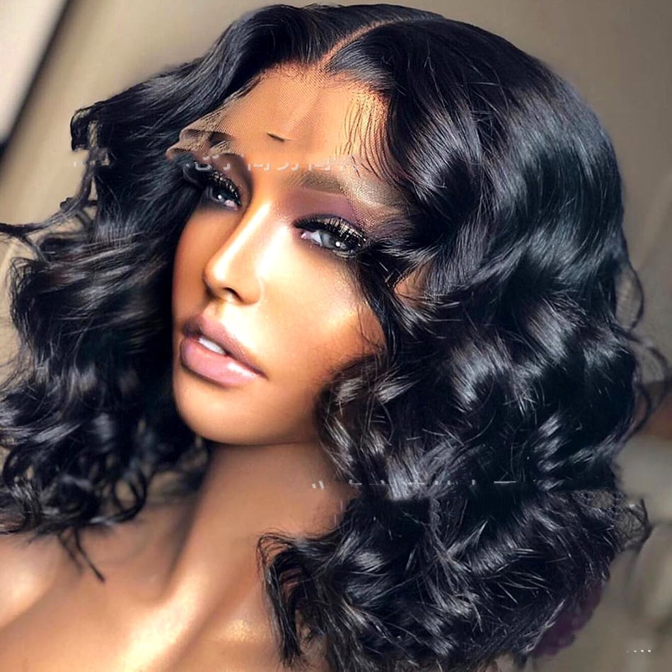 Half-Length Black Curly Hair with Front Lace