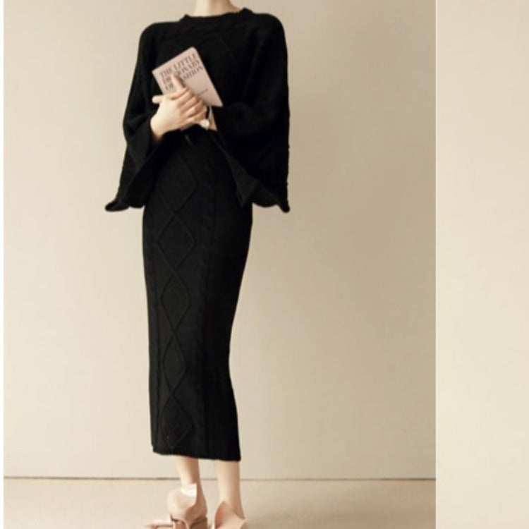 Korean Style Autumn Winter Knit Sweater Dress Set