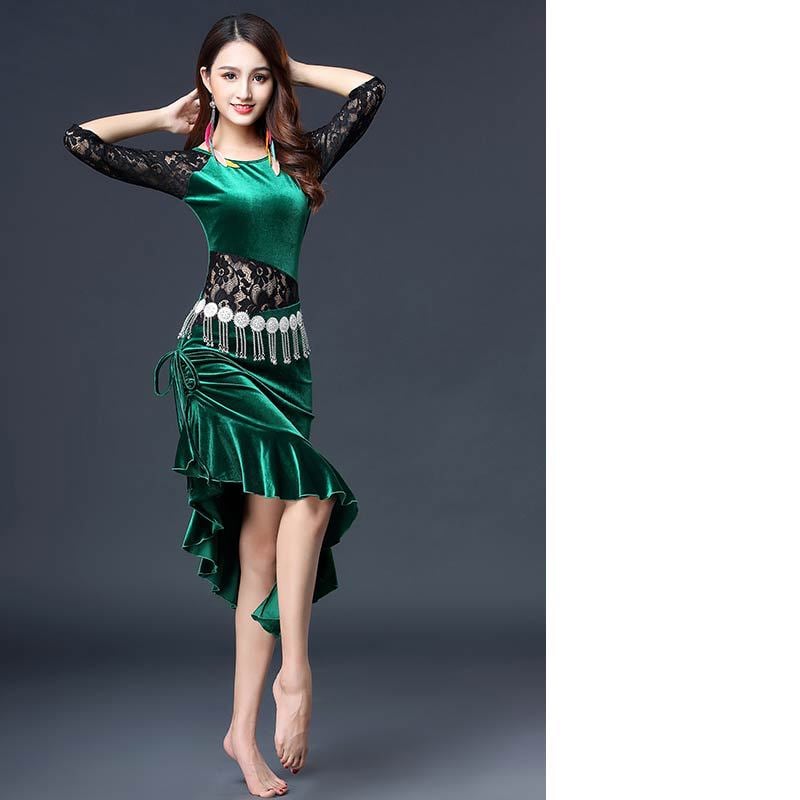 Golden Velvet Latin Dance Performance Practice Outfit