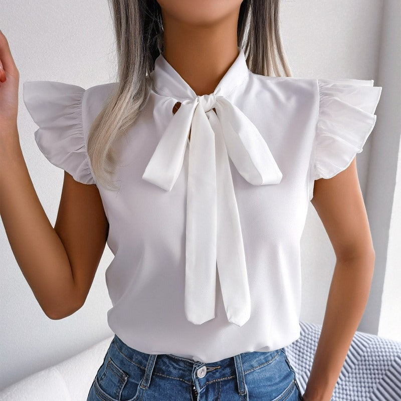 Elegant Women's Summer Bow Short-Sleeve T-Shirt