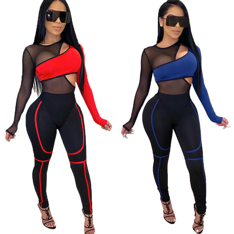 Women's Sexy Sports Set with Mesh Bikini and Leggings
