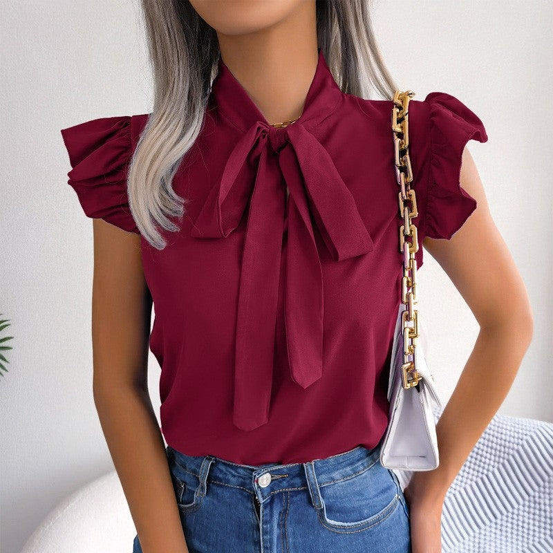 Elegant Women's Summer Bow Short-Sleeve T-Shirt