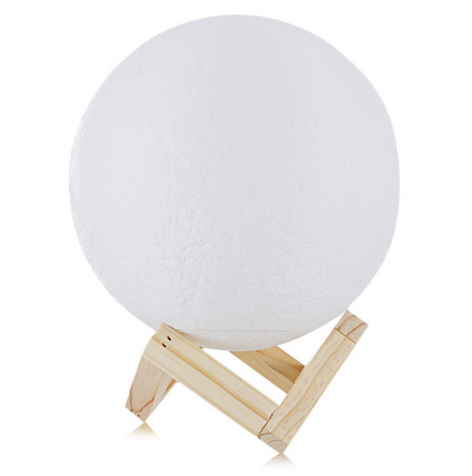 Wooden Moon Desk Lamp with Touch Control and Stand