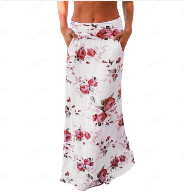 Elegant Floral High Waist Long Skirt for Fashionistas