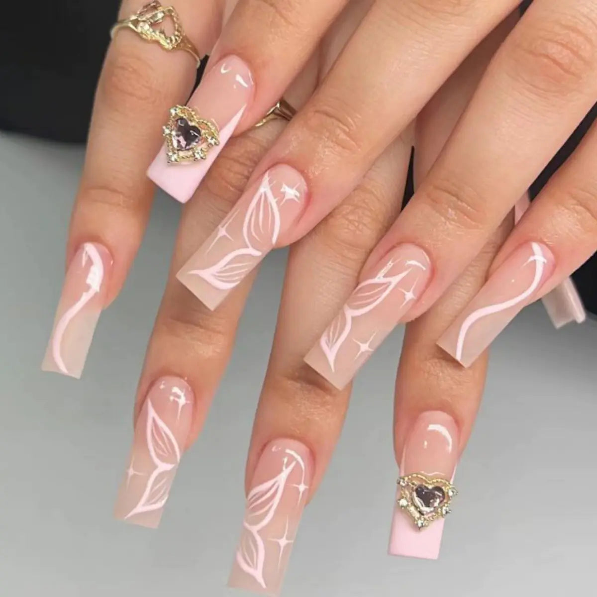 Valentine's Day Press-On Nail Set with Heart Designs