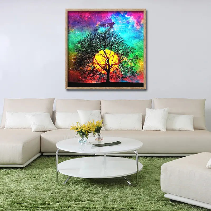 5D Diamond Painting Kit, Sun Tree Canvas Art (30x30cm)