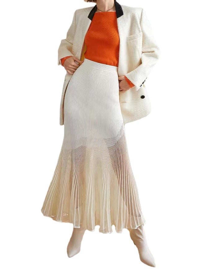 Women's Niche Layered Hip Mermaid Skirt, Sheer Design