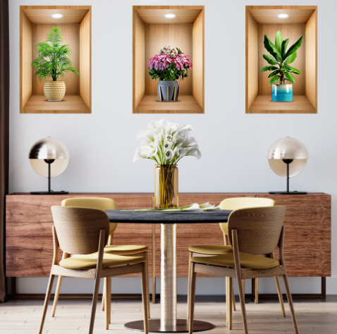 3D Effect Self-Adhesive Plant Wall Art Decor