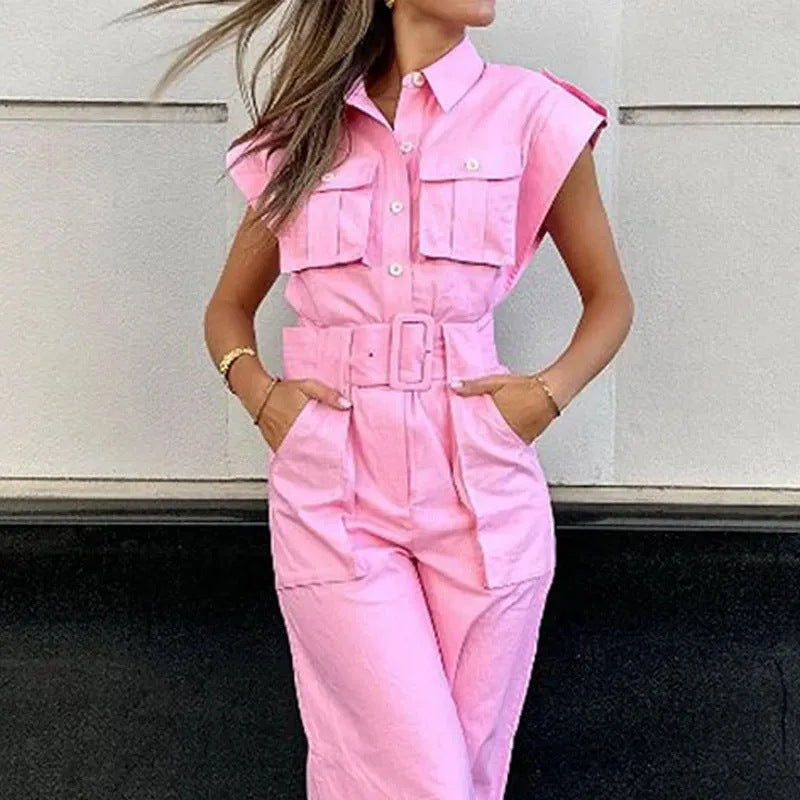 2023 Women's Summer Fashion Solid Color Jumpsuit