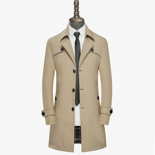 Slim Fit Men's Trench Coat - Korean Brand, Windbreaker