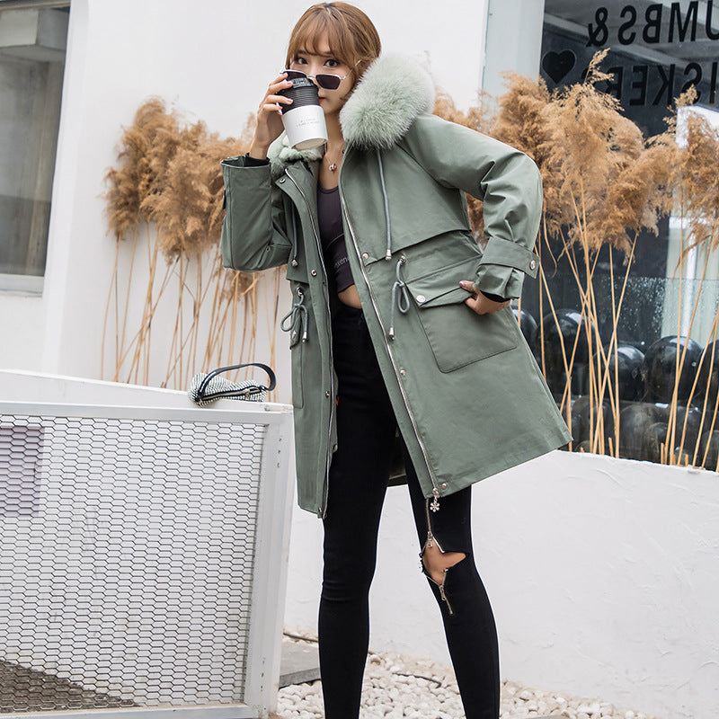 Winter Short Parka with Fox Fur and Rabbit Fur Lining