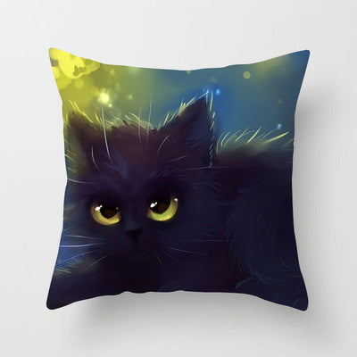 Cartoon Cat Peach Skin Fabric Throw Pillowcase