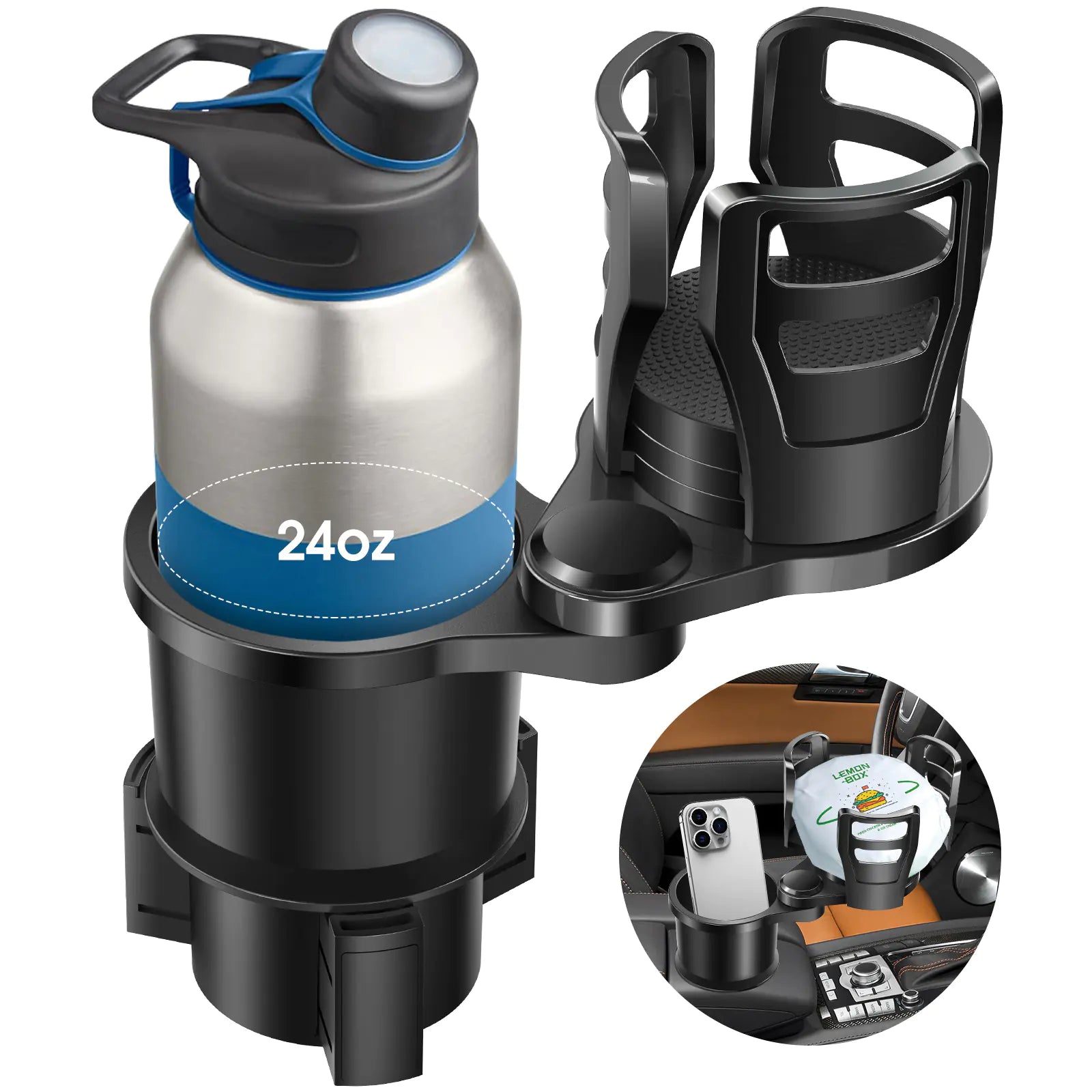 Car Cup Holder Splitter with Rotating Function