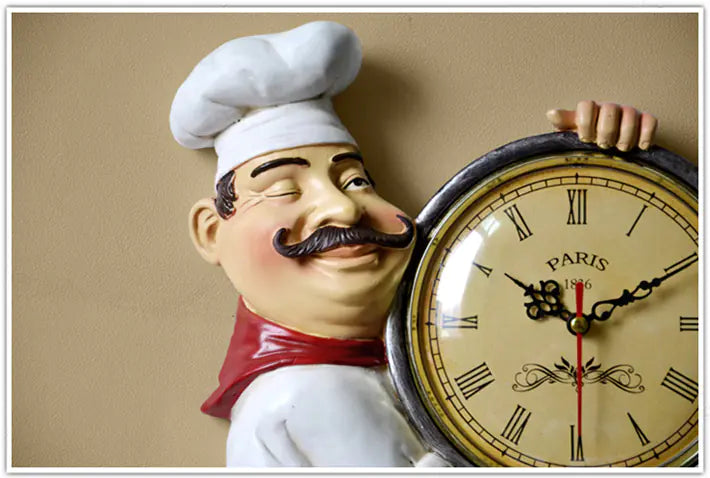 3D Chef Wall Clock - Creative Kitchen Decor