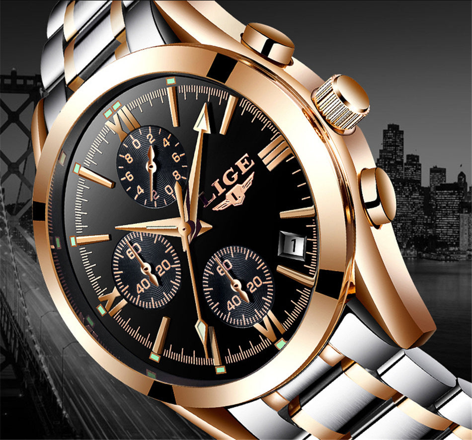 LIGE 9839SS 2022 Stylish Waterproof Quartz Men’s Watch