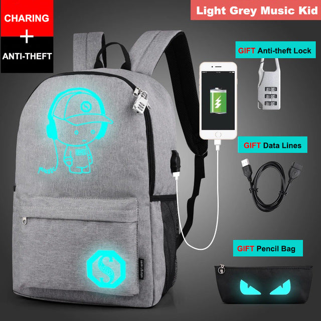 Glow-in-the-Dark Computer Backpack - Music Kid Style