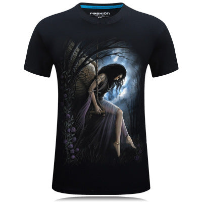 3D Short Sleeve T-Shirt for Men - Dark Angel Design