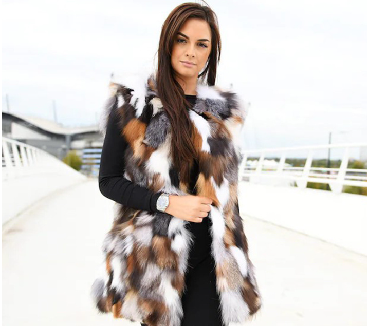 Mink Fox Fur Long Vest for Women