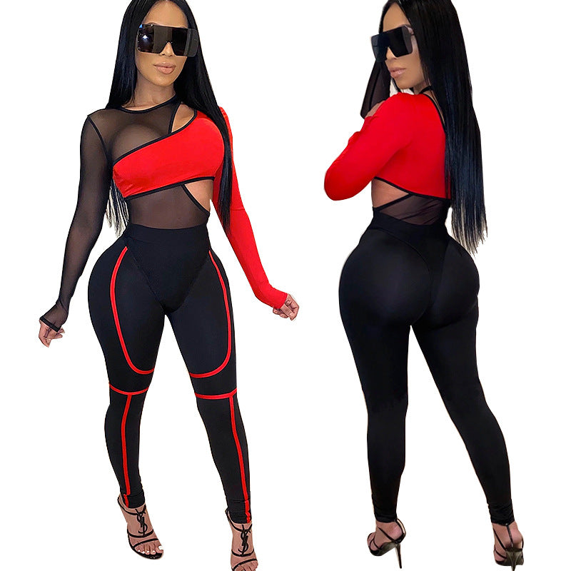 Women's Sexy Sports Set with Mesh Bikini and Leggings